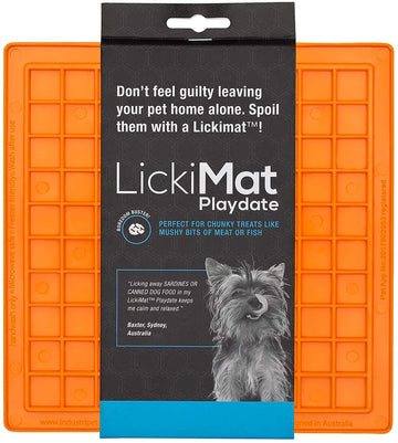 Lickimat Playdate Dog Boredom Treat Mat Orange